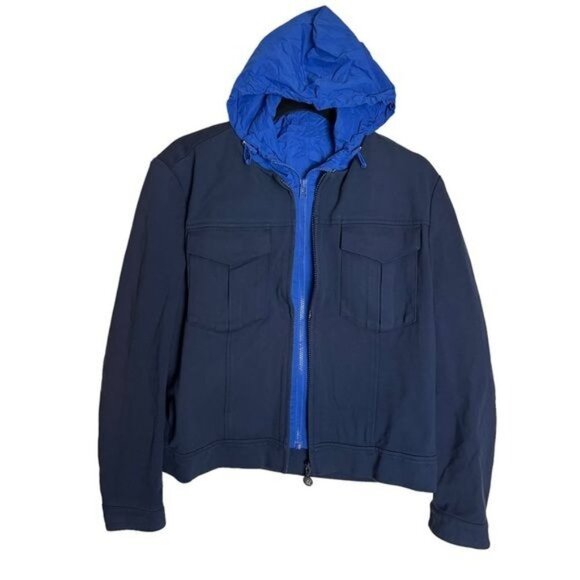 TORY BURCH SPORT Blue Jacket With Detachable Hood Size Small - Picture 1 of 13